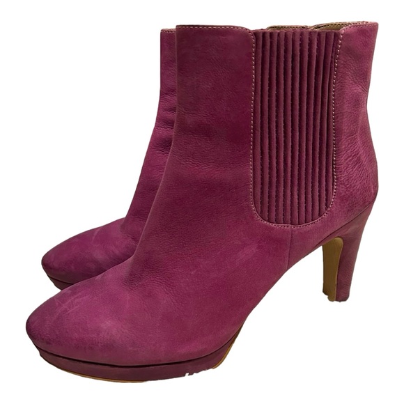 Ecco Womens Navoi Chelsea Eggplant Purple Leather Booties 4" Heels Boots size 41 - Picture 8 of 8